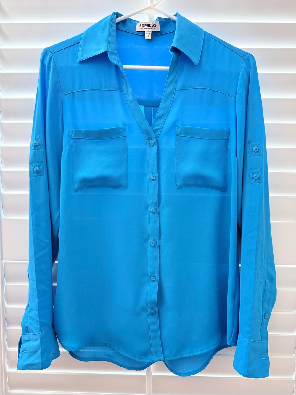 Express Turquoise Button-Front Women's Blouse